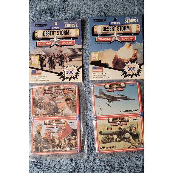 Set of 5 Vintage 1991 Troops Desert Storm Series I Trading Cards 12 Cards ea NIP - Picture 2 of 6